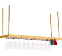 PuPLUm Estante para Vino Colgante Desde el Techo, Estante para Almacenamiento de Vino con Soporte para Copas de Vino, Estante Organizador para Colgar Vino Ajustable en Altura, Estante para Vino Col