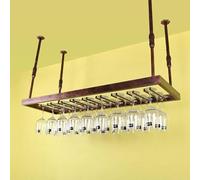 PuPLUm Estante para Vino Colgante Desde el Techo, Estante para Almacenamiento de Vino con Soporte para Copas de Vino, Estante Organizador para Colgar Vino Ajustable en Altura, Estante para Vino Col