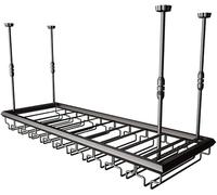 PuPLUm Estante para Vino para Colgar en el Techo, Altura Ajustable, Soporte para Botella de Vino y Vidrio Flotante Estable de Metal, Estante para Almacenamiento de Copas flotantes para Barra de Bar