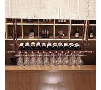 PuPLUm Estante para vinos Soporte para Botellas de Vino en el Techo, Soporte para Copas de Vino Colgante Soporte para Copas montado en la Pared rústico Vintage Estantes de exhibición para almacenam