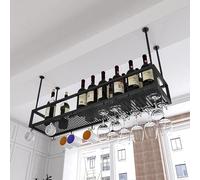 PuPLUm Estantes para vinos Estante para vinos de Techo Estante para Copas de Vino Colgante Soporte para Botellas de Vino de Metal Exhibición de Barra Estante para vinos Copas de champán Estantes pa
