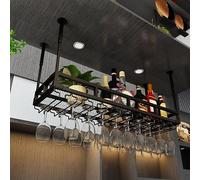 PuPLUm Unidad de Barra para Colgar en el Techo Estante para Vino de Metal Soporte para Botellas de Vino en el Techo Estantes para Copas de champán Colgantes | Hogar Bar Cocina Restaurante Estantes