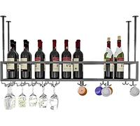 PuPLUm Unidad de Barra para Colgar en el Techo Estante para vinos Botellas de Vino en el Techo y Copas de Vidrio Estantes de Almacenamiento Soporte para Copas de Vino para Colgar, Estante decorativ