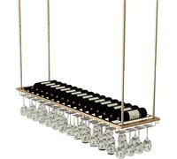 PuPLUm Unidad de Barra para Colgar en el Techo Estante para vinos Colgante Soporte para Copas de Techo, Estante para Copas de Vino de Metal, estantes flotantes Portabotellas de Vino, Altura y Ancho