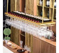 PuPLUm Unidad de Barra para Colgar en el Techo Estante para vinos en el Techo, Soporte para Botellas de Vino de Metal y Soporte para Copas, Soporte para Copas Colgantes, Estante para Almacenamiento