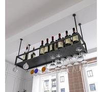 PuPLUm Unidad de Barra para Colgar en el Techo Estante para vinos Estante para Botellas de Vino para Colgar en el Techo Soporte para exhibición de Copas de champán para Debajo del gabinete, Cocina,