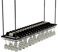 PuPLUm Unidad de Barra para Colgar en el Techo Estantes para vinos en el Techo: portabotellas de Vino, Organizador de estantes para vinos Colgantes de Metal, estantes de Almacenamiento con Soporte