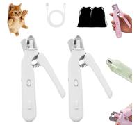 Pupnourish - Cortador de uñas SafeTrim de PupNourish, 2 en 1 para perros y cortaúñas con luces LED, protector contra salpicaduras, silencioso, carga USB, suministros para perros pequeños, medianos y