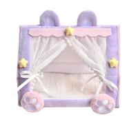 Puppenwiege Im Zeltdesign - Miniatur Hausmöbel Puppenbett | Babypuppen Bett Für Kleinkinder & Mädchen Rollenspiel Spielzeug Für Kinderzimmer & Puppenhaus Rosa & Weiß, 1 Stück