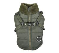 Puppia Abrigo para Perros pequeños y medianos, Donavan, Calidez y Comodidad acogedoras, Chaqueta para Perro, Color Caqui