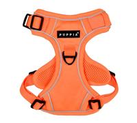 Puppia Arnés de neón para perro, H, resistente, ajustable, cuello y pecho, reflectante, anillo en D frontal y trasero para perros pequeños y medianos, naranja, XL