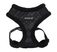 Puppia Douglas - Arnés para Perro, sobre la Cabeza, cálido, Invierno, patrón de Diamante, Pecho Ajustable para Perros pequeños y medianos, Negro, Talla S