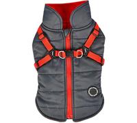 Puppia Mountaineer Winter Dog Coss con arns integrado No Tiracin de clima fro impermeable con cremallera de velln tibia para perros pequeos y me