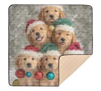Puppies in Santa Hats with Ornaments, tapete de juego antideslizante grande para actividades de bebé para interiores y exteriores, tapete de entretenimiento de una sola pieza para bebés pequeños, 50 x