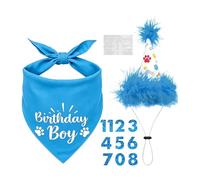 Puppy Birthday Decorations - Dog Bandana Hat Set, Blue Birthday Boy Dog Bandana with Adjustable Number Hat 0-8 | Reusable Pet Party Set for Small Medium Large Dogs, Photo Booth Banner CelebrationDecor