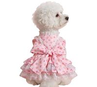 Puppy Dress | Breathable Pink Adjustable - Medium Dog Outfit Puppy Clothes Girl | for Spring Summer Birthday Holiday Everyday Party Outdoor Walking