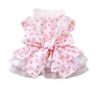 Puppy Dress,Breathable Pink Adjustable - Stylish Pink Heart Pet Skirt Girl Cat Clothes | Charming Aesthetic For All Breed Daily Party Outdoor Walking Photoshoots Summer Spring
