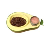 Puppy Feeding Bowl, 690ml Slow Feeding Double Bowl, Avocado Shape, Cat Food Utensils, 11.02x7.09x5.51 Inches Large Caliber Pet Supplies for Small Dogs, Healthy Solution