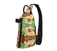 Puppy Golden Retriever - Mochila cruzada con estampado de perro para hombres y mujeres, para caminar al aire libre, viajes, Negro -, Talla única