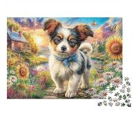 Puppy in Garden Sturdy Cardboard Decoración de Corbata Jigsaw Puzzle Adults Kids Fun Family Game Logic Training Great Gift for Christmas Puzzle Lovers Fans 70x50cm/1000pcs