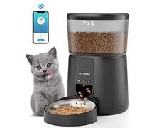 PUPPY KITTY Comedero Gato Automatico, 2.4G WiFi 4L Dispensador Comida Gatos con Bol de Acero Inoxidable, App Control, Grabación de Voz 10S, 1-10 Comidas