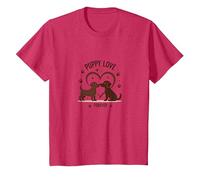 Puppy Love Forever: Adorable corazón de Pareja de Perros Camiseta, Niños, Rojo Jaspeado, 2 años