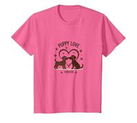 Puppy Love Forever: Adorable corazón de Pareja de Perros Camiseta, Niños, Rosa Jaspeado, 2 años
