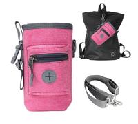 Puppy Training Bag, Large Capacity Dog Treat Pouch, Built-In Poop Bag Dispenser, Adjustable Strap & Water-Resistant Fabric (Black/Grey), Hands- Pet Walking & Outdoor Training 6.69x5.12x3.94 Inches