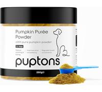 puptons Polvo de calabaza para perros, 100 % puré de calabaza en polvo, rico en prebióticos y alta fibra, salud intestinal y heces saludables, adorno natural para alimentos, fabricado en Reino Unido