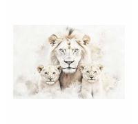 PUQAAEO Arte de pared en lienzo con animales Tres leones impresión de póster,para sala de estar,dormitorio,pasillo,oficina,baño,decoración del hogar（blanco101-60x90cm Sin marco