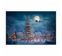 PUQAAEO Arte navideño clásico Árbol de Navidad Obras de arte moderno,decoración navideña para paredes,Sala de estar,oficina,dormitorio,baño,estudiar（verde52-70x100cm Sin marco