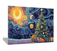 PUQAAEO Arte navideño clásico Árbol de Navidad Obras de arte moderno,decoración navideña para paredes,Sala de estar,oficina,dormitorio,baño,estudiar（verde150-60x90cm Enmarcado