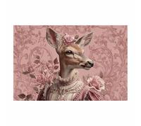 PUQAAEO Arte navideño clásico Ciervo navideño Obras de arte moderno,decoración navideña para paredes,Sala de estar,oficina,dormitorio,baño,estudiar（rosa80-80x120cm Sin marco