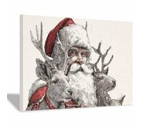 PUQAAEO Arte navideño clásico Ciervo navideño Obras de arte moderno,decoración navideña para paredes,Sala de estar,oficina,dormitorio,baño,estudiar（rojo115-80x120cm Enmarcado