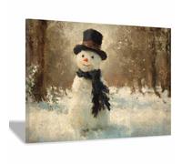 PUQAAEO Arte navideño clásico Muñeco de nieve Obras de arte moderno,decoración navideña para paredes,Sala de estar,oficina,dormitorio,baño,estudiar（rojo101-30x45cm Enmarcado