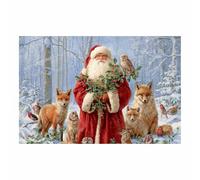 PUQAAEO Arte navideño clásico Papá Noel Obras de arte moderno,decoración navideña para paredes,Sala de estar,oficina,dormitorio,baño,estudiar（rojo38-40x60cm Sin marco