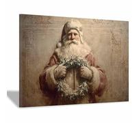 PUQAAEO Arte navideño clásico Papá Noel Obras de arte moderno,decoración navideña para paredes,Sala de estar,oficina,dormitorio,baño,estudiar（multicolor136-40x60cm Enmarcado