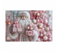 PUQAAEO Arte navideño clásico Papá Noel Obras de arte moderno,decoración navideña para paredes,Sala de estar,oficina,dormitorio,baño,estudiar（rosa171-40x60cm Sin marco