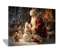 PUQAAEO Arte navideño clásico Papá Noel Obras de arte moderno,decoración navideña para paredes,Sala de estar,oficina,dormitorio,baño,estudiar（rojo199-40x60cm Enmarcado