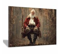 PUQAAEO Arte navideño clásico Papá Noel Obras de arte moderno,decoración navideña para paredes,Sala de estar,oficina,dormitorio,baño,estudiar（blanco185-30x45cm Enmarcado