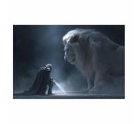 PUQAAEO Cuadro Impresión Lienzo Pintura, Arte de los Lions de los Caballeros Blancos Arte Animal Pared Arte Pintura para Hogar Salón Oficina Mordern Decoración Regalo（Multicolor-40x60cm Sin marco
