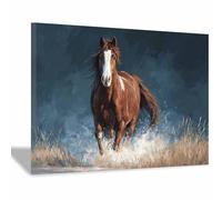 PUQAAEO Cuadro Impresión Lienzo Pintura, Carreras de caballos salvajes Arte Animal Pared Arte Pintura para Hogar Salón Oficina Mordern Decoración Regalo（Multicolor-30x45cm Enmarcado