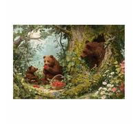 PUQAAEO Cuadro Impresión Lienzo Pintura, Osos comiendo fresas Arte Animal Pared Arte Pintura para Hogar Salón Oficina Mordern Decoración Regalo（Multicolor-30x45cm Sin marco