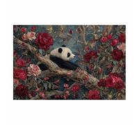 PUQAAEO Cuadro Impresión Lienzo Pintura, Panda in Ros Arte Animal Pared Arte Pintura para Hogar Salón Oficina Mordern Decoración Regalo（Multicolor-80x120cm Sin marco