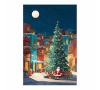 PUQAAEO Cuadro navideño sobre lienzo Árbol de Navidad Decoración de pared invernal, obra de arte moderna,Sala de estar, oficina, dormitorio, baño（verde86-30x45cm Sin marco