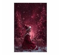 PUQAAEO Cuadro navideño sobre lienzo Ciervo navideño Decoración de pared invernal, obra de arte moderna,Sala de estar, oficina, dormitorio, baño（rojo184-80x120cm Sin marco