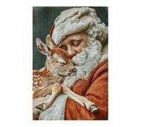 PUQAAEO Cuadro navideño sobre lienzo Ciervo navideño Decoración de pared invernal, obra de arte moderna,Sala de estar, oficina, dormitorio, baño（multicolor107-60x90cm Sin marco