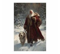 PUQAAEO Cuadro navideño sobre lienzo Papá Noel Decoración de pared invernal, obra de arte moderna,Sala de estar, oficina, dormitorio, baño（rojo30-30x45cm Sin marco