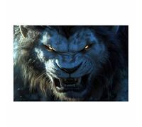 PUQAAEO Cuadros de animales en lienzo León azul Arte mural, pósteres de animales, decoración de sala de estar, dormitorio, estudio, sofá（multicolor10-30x45cm Sin marco