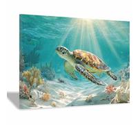 PUQAAEO gran vista, de arte moderno con paisaje, Arte submarino de tortugas marinas HD,para la sala de estar o el dormitorio, ideal para decorar la casa.（Multicolor-30x45cm Enmarcado
